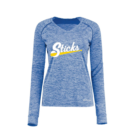 [222770.U55.XS-LOGO1] Ladies Electric Long Sleeve Shirt (Female Adult XS, Royal, Logo 1)